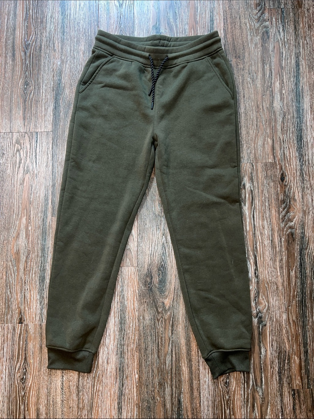 Men's Olive Green Fleece Jogger Sweatpants with Drawstring